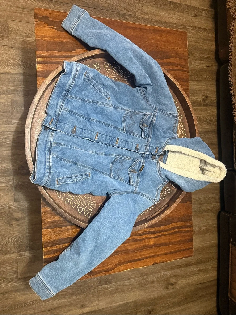 Wrangler Denim Hooded Sherpa-Lined Jacket